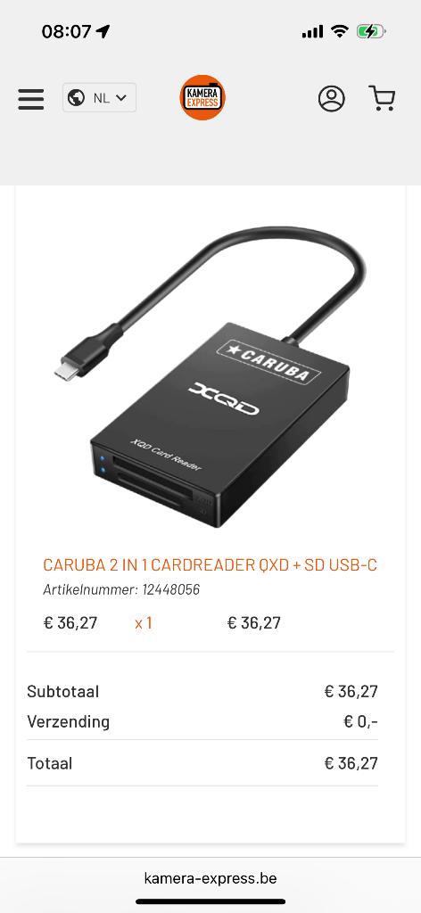 Kaartlezer XQD-SD, Ophalen of Verzenden, Nieuw, Caruba