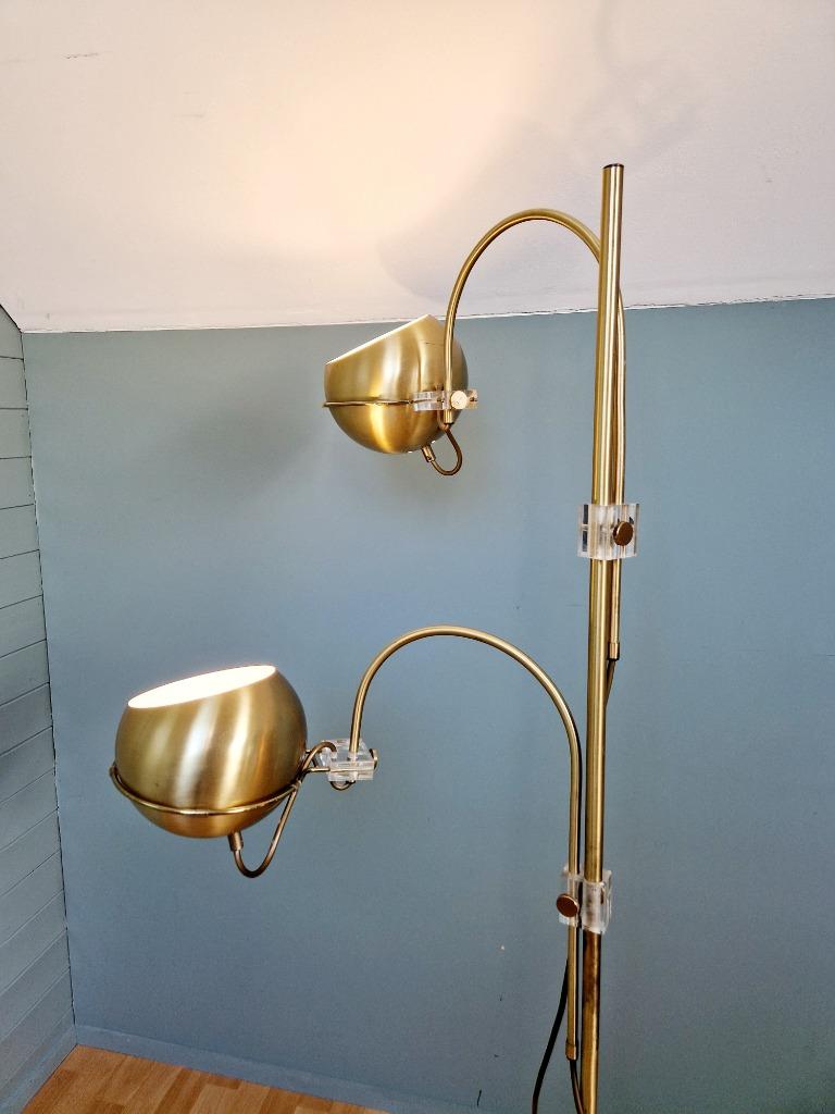Lampadaire Eyeball en laiton, par Gepo, années 1960-70, Enlèvement, Utilisé, Métal, Space Age