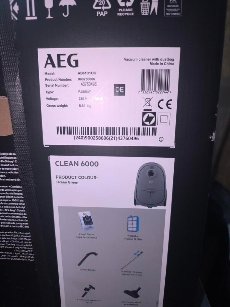 Aspirateur AEG NEUF, Electroménager, Climatiseurs, Enlèvement