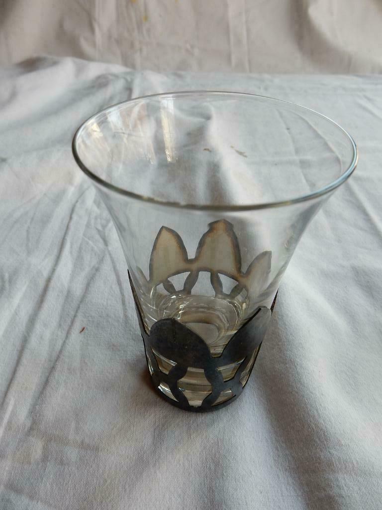 Glazen met zilveren houder art deco, Antiek en Kunst, Ophalen of Verzenden