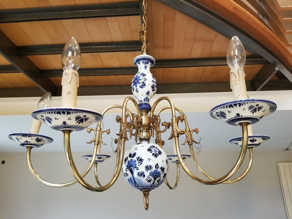 Authentieke Delfts kroonluchter, Antiek en Kunst, Ophalen
