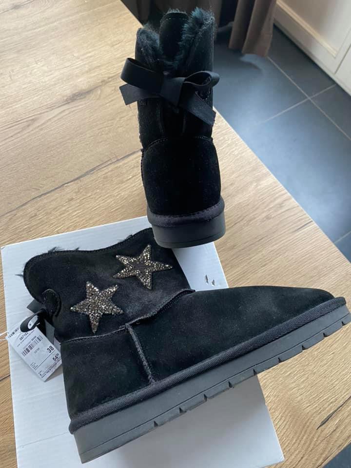 Nieuw! Lederen laarzen maat 38, Zwart, Snowboots, Nieuw, Ophalen of Verzenden