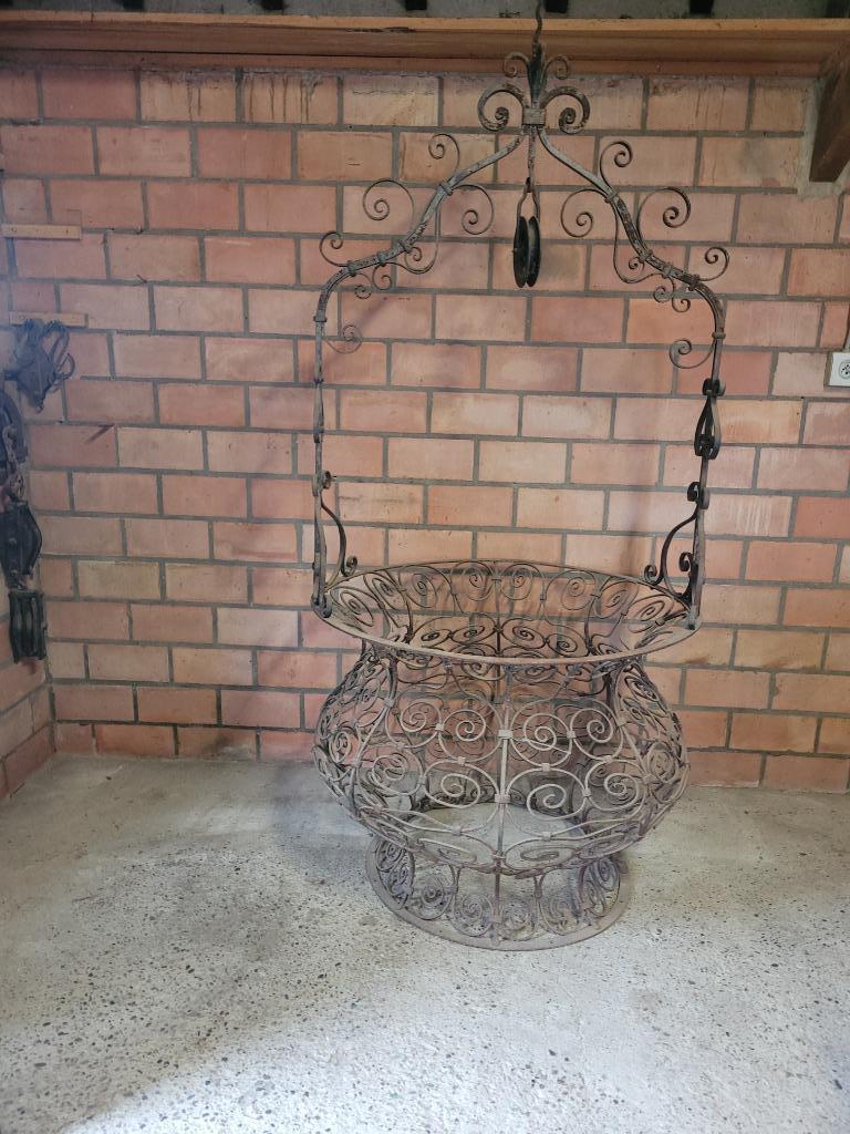 Mooi smeedijzer tuinornament met katrol, Tuin en Terras, Ophalen, Gebruikt