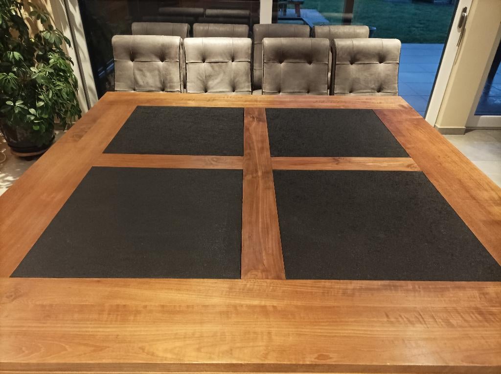 Table salle à manger teck 150x150 sentiers du monde, Enlèvement, Comme neuf, Teck