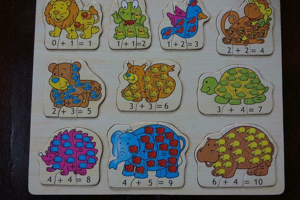 houten inlegpuzzel ' optelsommen ', 2 tot 4 jaar, Gebruikt, 10 tot 50 stukjes, Ophalen of Verzenden
