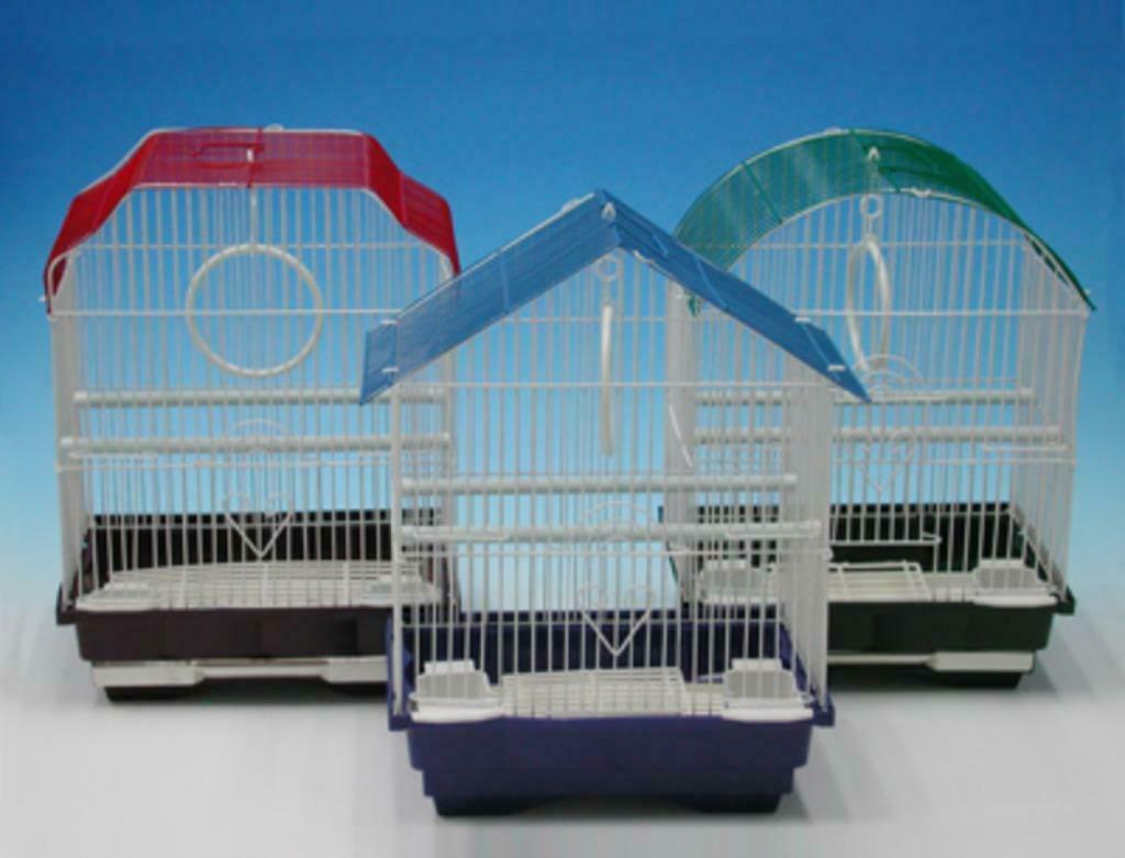 Cage à oiseaux blanc + fond bleu-vert-rouge, Enlèvement, Neuf, Synthétique, Cage à oiseaux