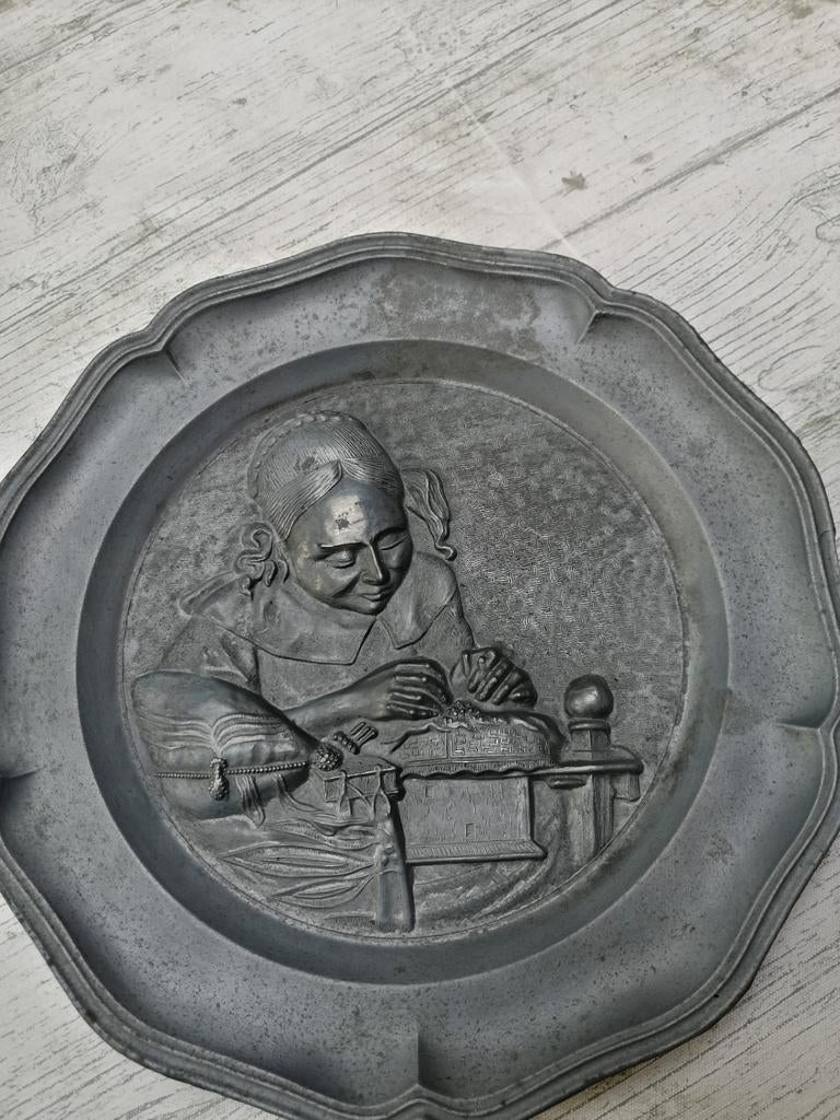 Antiek tinnen bord, Antiek en Kunst, Antiek | Tin, Ophalen