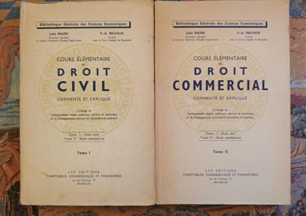 Cours élémentaire de Droit Civil et commercial 2 tomes BAUDE, Livres, Enlèvement ou Envoi