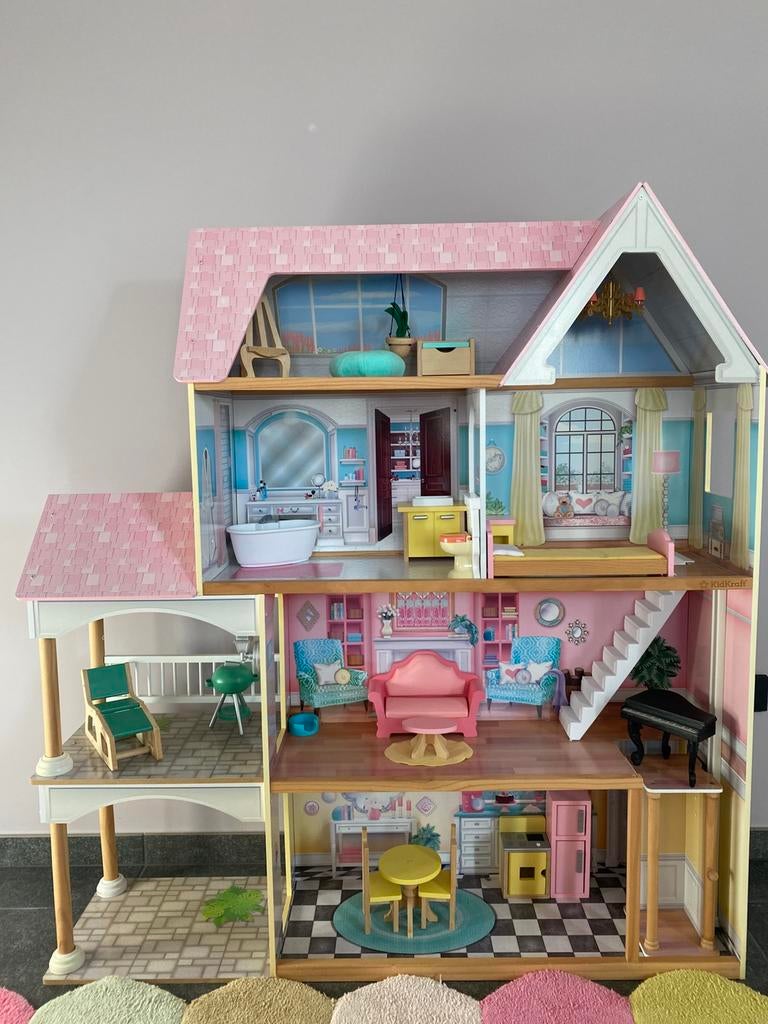 KidKraft Houten Poppenhuis Lola Mansion 1m35 hoog, Kinderen en Baby's, Speelgoed | Poppenhuizen, Ophalen, Zo goed als nieuw, Poppenhuis