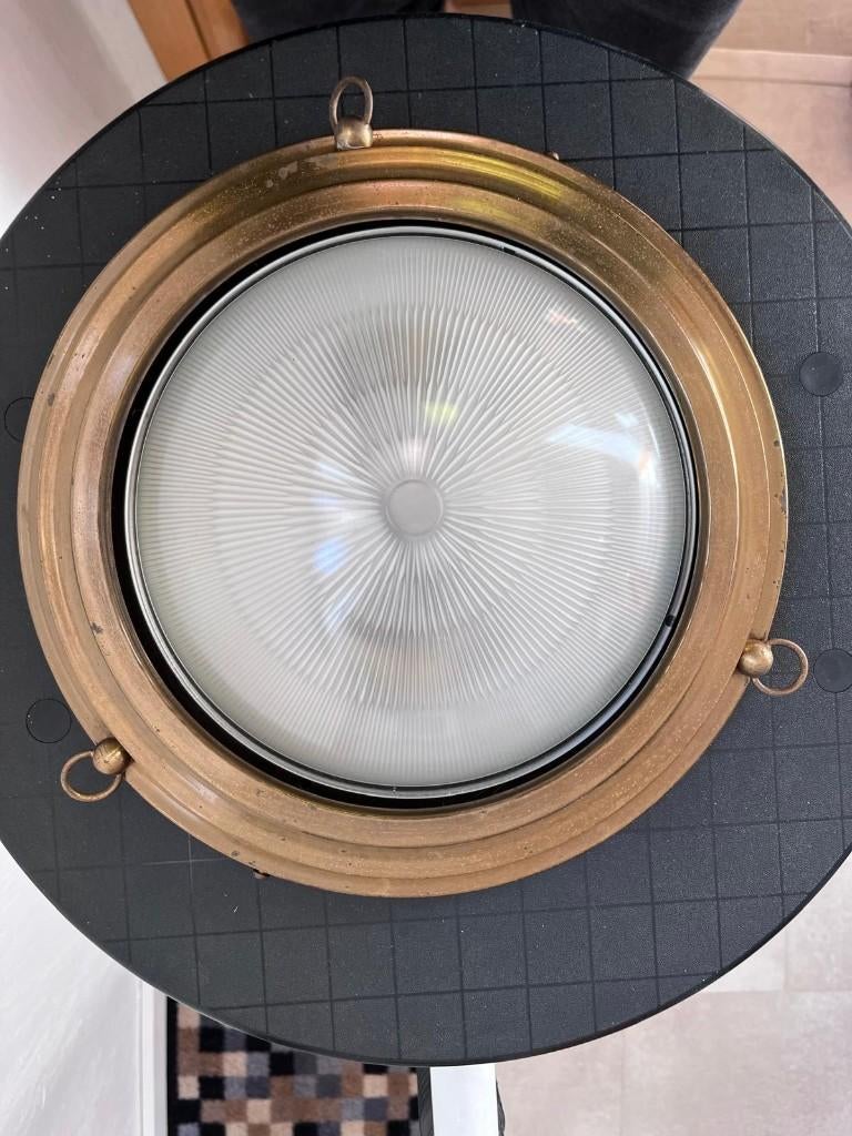 Antieke koperen scheepslamp, Antiek en Kunst, Ophalen