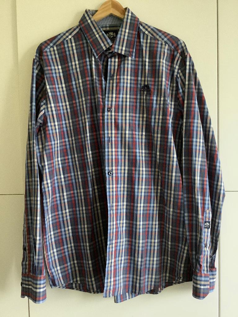 State of Art Geruit hemd met lange mouw XL, Vêtements | Hommes, Chemises, Comme neuf, Tour de cou 43/44 (XL), Bleu, Enlèvement ou Envoi