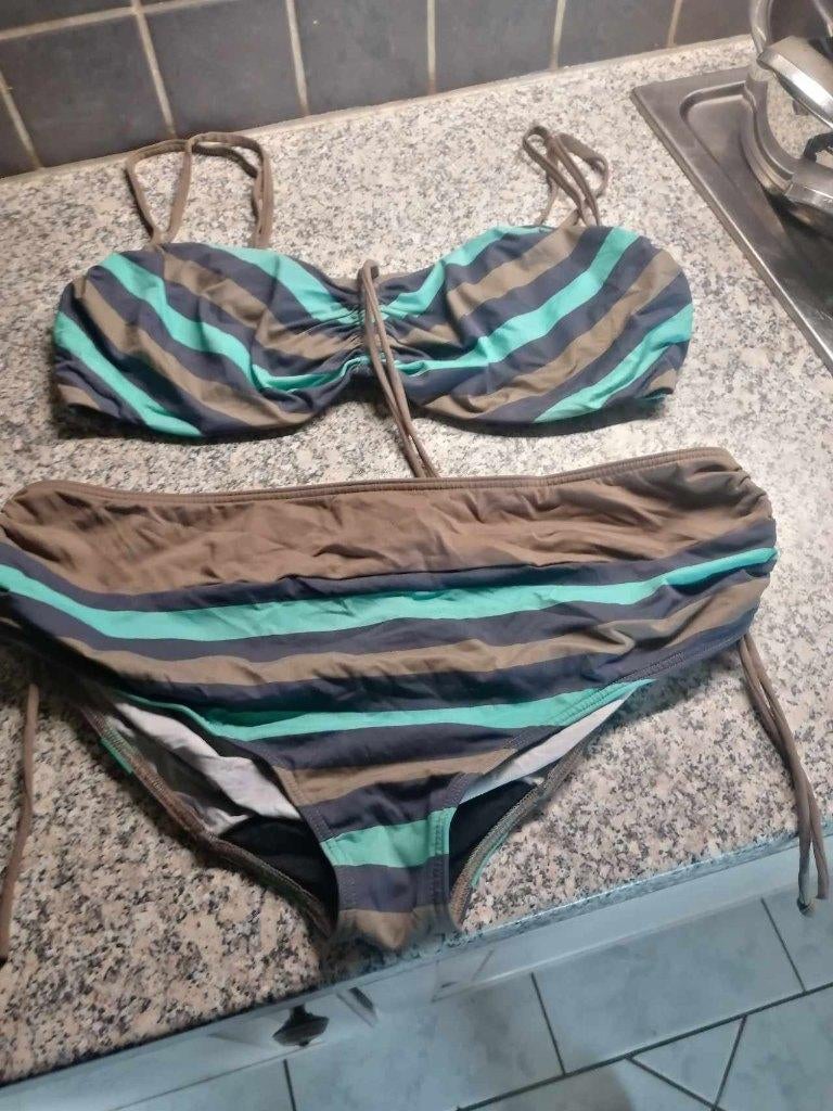 Bikini kaki/blauw/groen gestreept merk prima donna swim, Blauw, Ophalen of Verzenden, Bikini, Gedragen