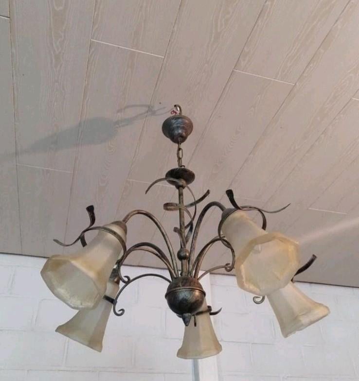 Vintage antiek lamp luster hanglamp kroonluchter retro, Ophalen of Verzenden, Gebruikt
