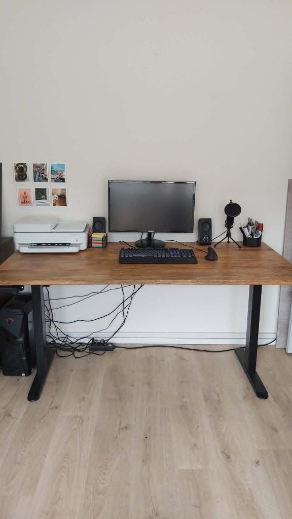 Verstelbare bureau 160x80 Nieuwstaat, Huis en Inrichting, Zit-sta bureau, 160 cm, Hout, In hoogte verstelbaar