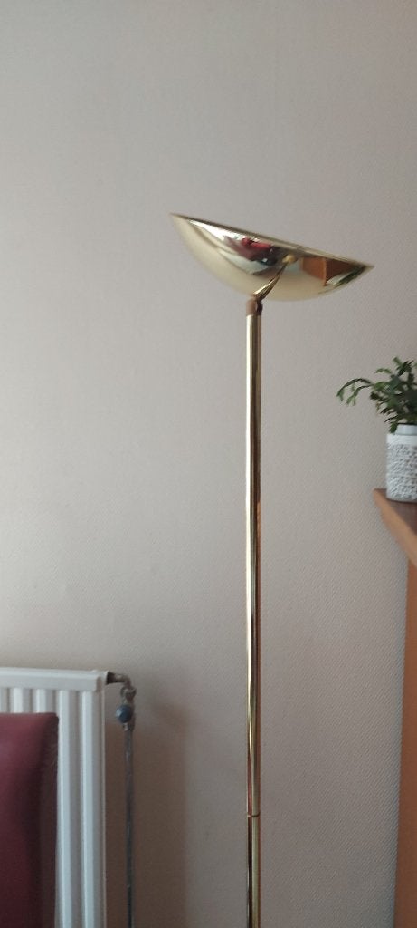 Lampe haute  sur pied  doree, intensite réglble, Enlèvement, Utilisé, Métal