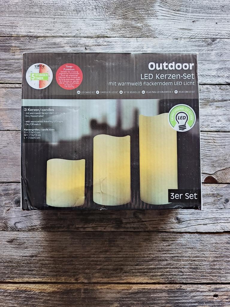 LED Kaarsen Set (3 stuks) – Nieuw – Met timer – Batterij, Tuin en Terras, Ophalen, Kunststof, Staande lamp, Led