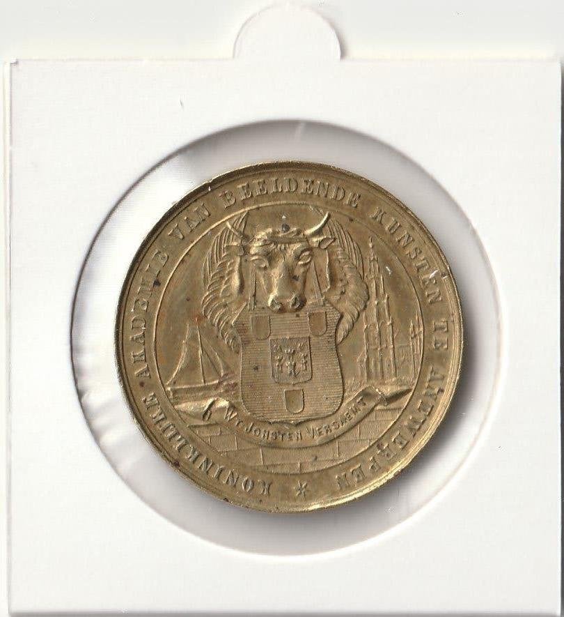 200 J.JUBILEE FEEST KONINKLIJKE ACADEMIE ANTWERPEN 1864, Postzegels en Munten, Penningen en Medailles, Ophalen of Verzenden