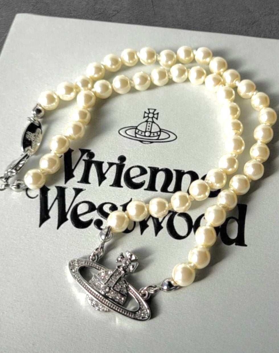 Vivienne Westwood Zilver Parel Ketting Choker, Enlèvement ou Envoi, Comme neuf, Argent, Argent