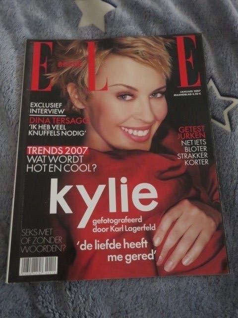 Magazine : ELLE - Kylie Minogue Cover - Januari 2007, Enlèvement ou Envoi, Utilisé, Magazine féminins