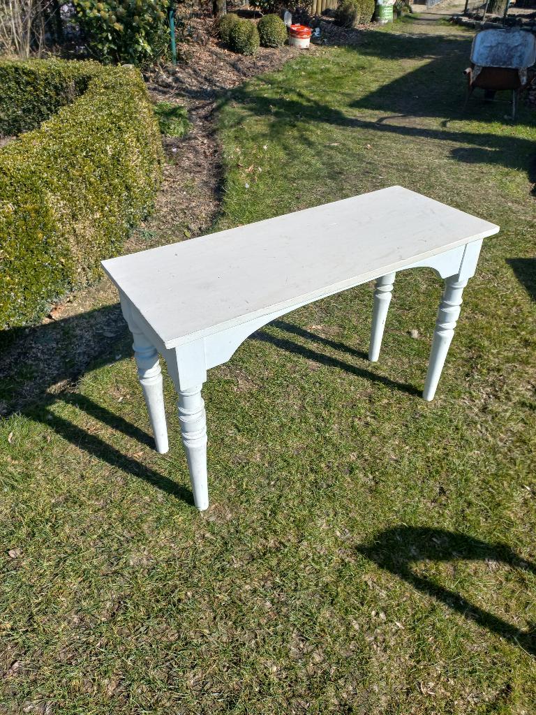 Masief  wit  tafeltje  bijzet  tafeltje, Ophalen, Gebruikt, 75 cm of meer, 60 cm of meer