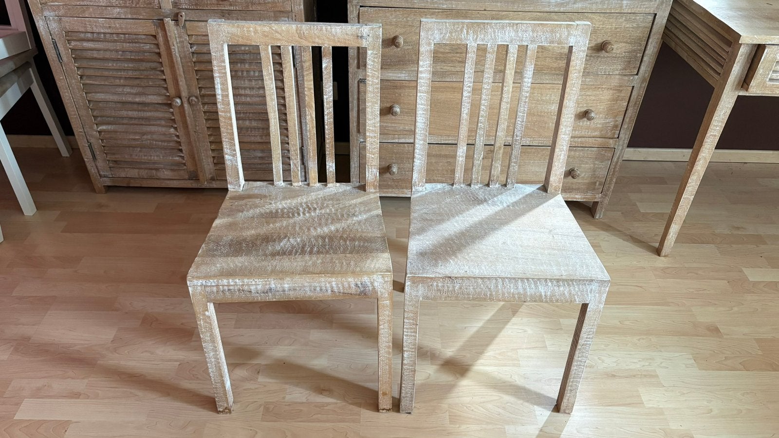 Deux chaises en manguier, Maison & Meubles, Enlèvement, Utilisé, Bois, Deux