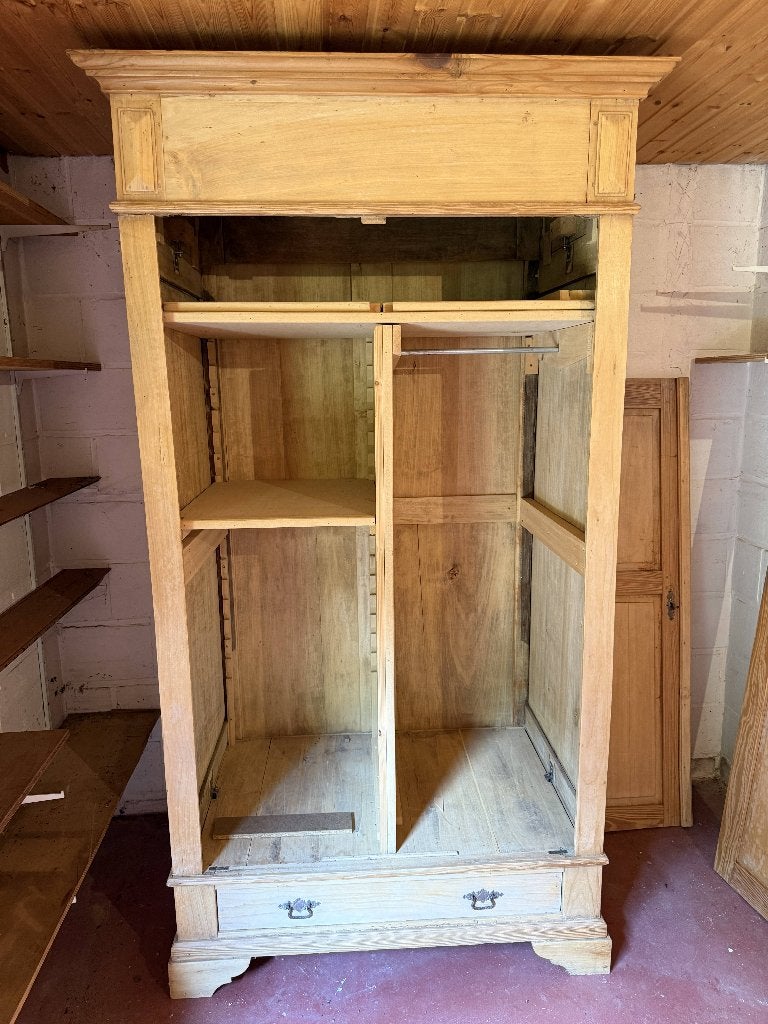 Grande armoire ancienne en pitchpin / sapin massif XIXe, 100 à 150 cm, Enlèvement, Utilisé, 200 cm ou plus