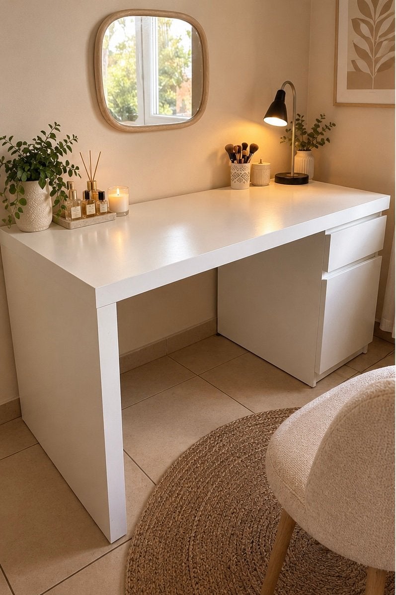 Ikea MALM wit bureau 140 x 65, Ophalen, Gebruikt, IKEA, Wit