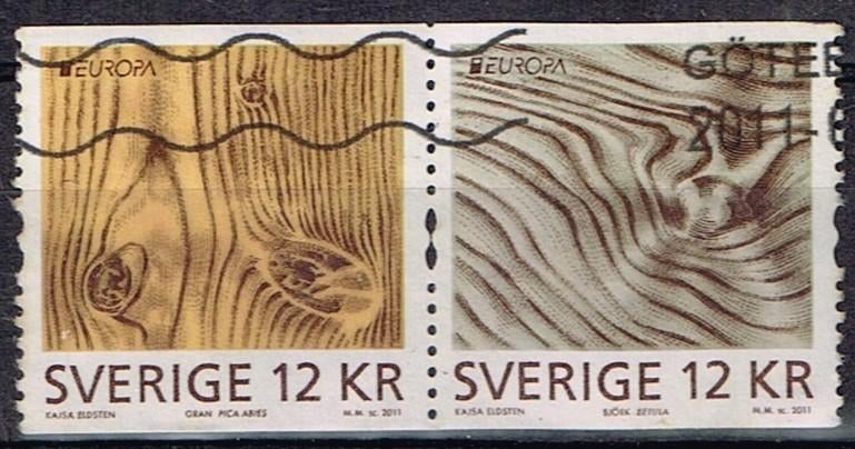 Timbres de Suède - K 5736 - types de bois, Timbres & Monnaies, Timbres | Europe | Scandinavie, Envoi, Suède, Affranchi