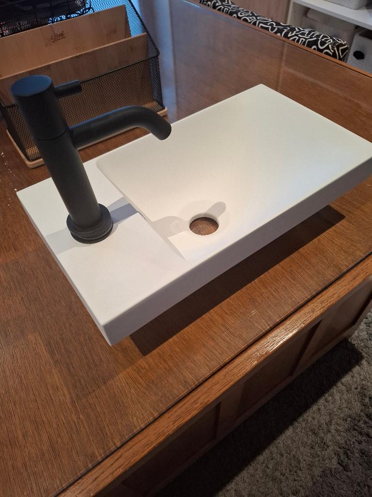 2X Design handenwasser + matzwarte CLOU Kaldur kraan – NIEUW, Neuf, Lavabo ou Évier, Moins de 25 cm, Moins de 100 cm