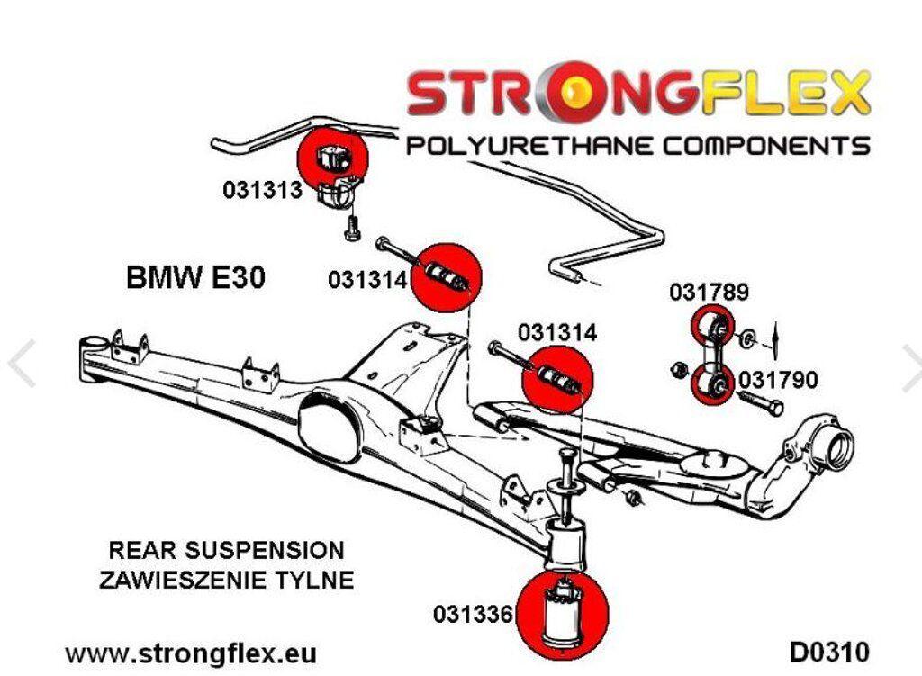 Strongflex rubber set achter subframe Rood BMW 3 Serie E30 E, Autos : Pièces & Accessoires, Suspension & Châssis, BMW, Neuf, Enlèvement ou Envoi
