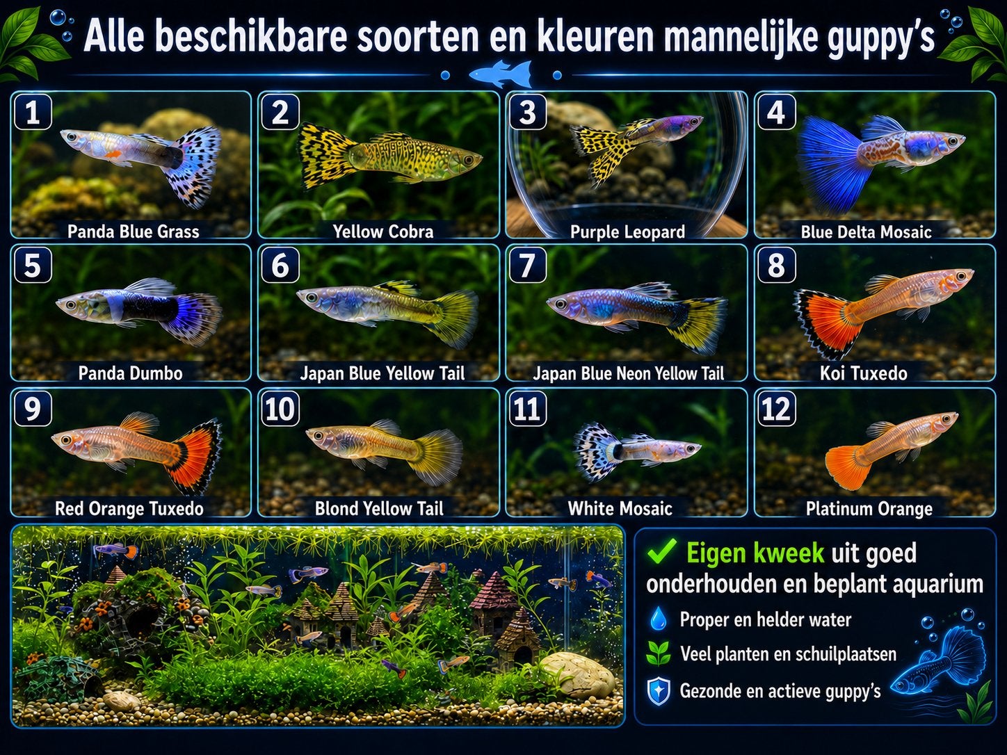 Mooie gezonde guppy’s te koop, Dieren en Toebehoren, Vis, Zoetwatervis, Schoolvis
