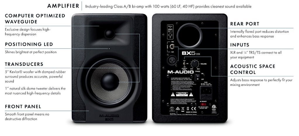 Enceintes studio M-Audio BX5 D3, Overige merken, Studiomonitor, 120 tot 150 watt, Nieuw