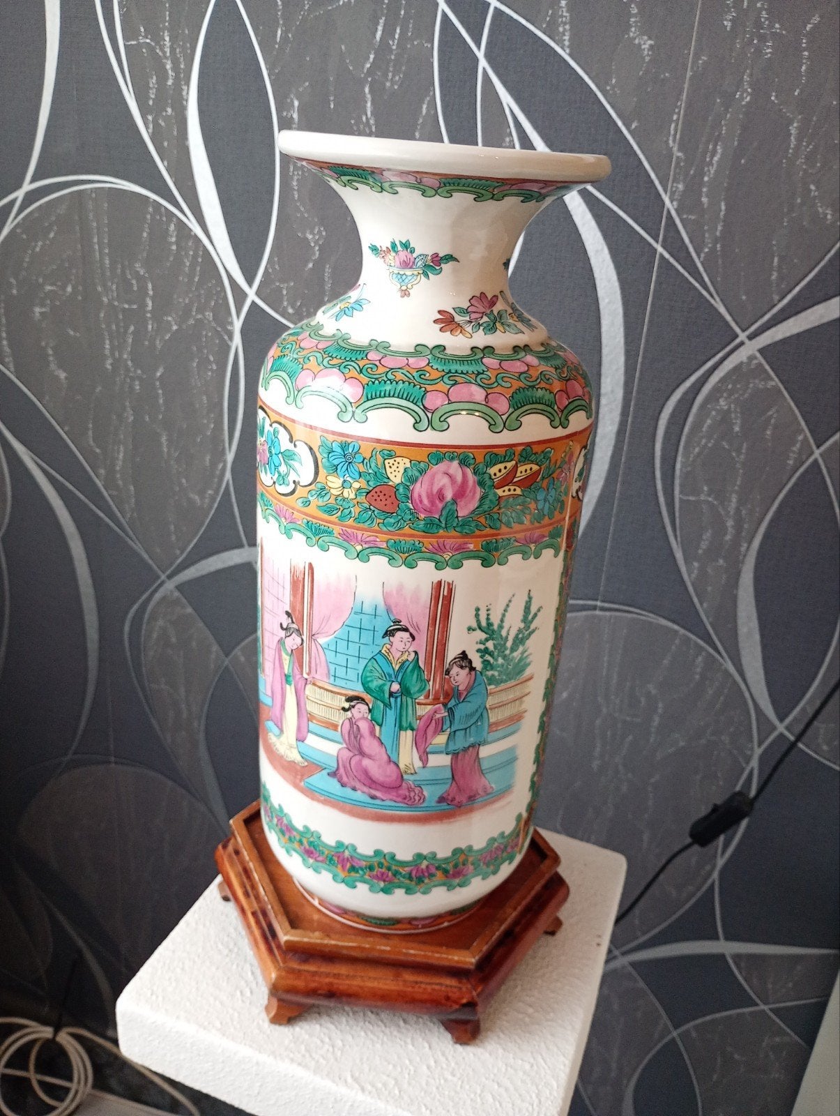 vase chinois hauteur avec socle 47 cms, Enlèvement