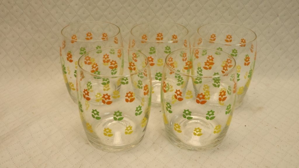 Retro limonadeglazen, Verzamelen, Ophalen of Verzenden, Gebruikt, Waterglas