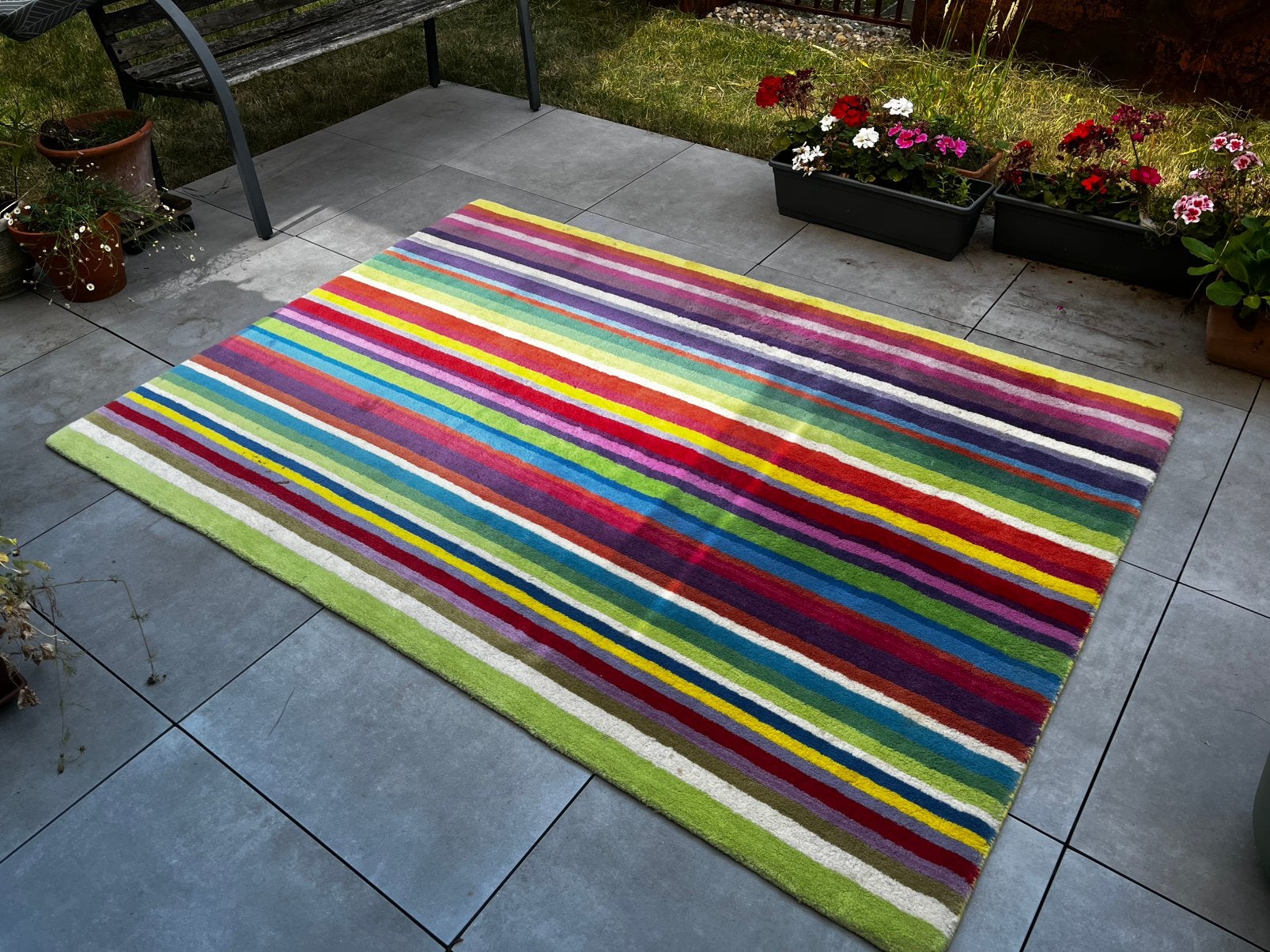 Tapis en laine multicolore, Ophalen, Gebruikt