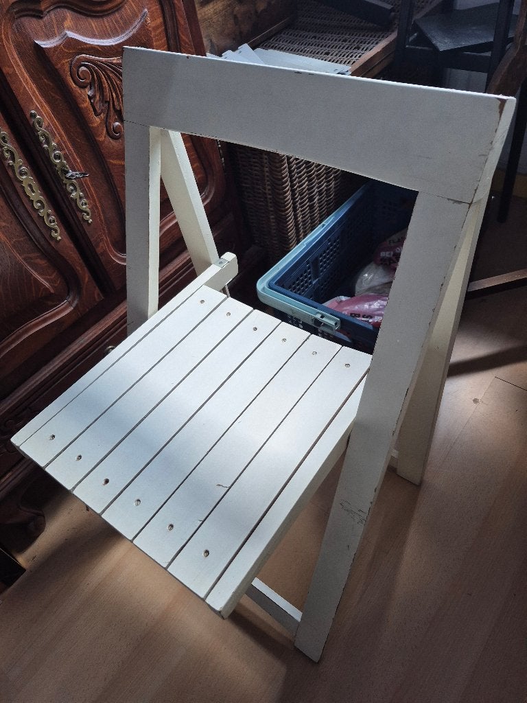 Vintage Klapstoel Aldo Jacober, Huis en Inrichting, Stoelen, Gebruikt, Eén, Hout, Wit, Ophalen