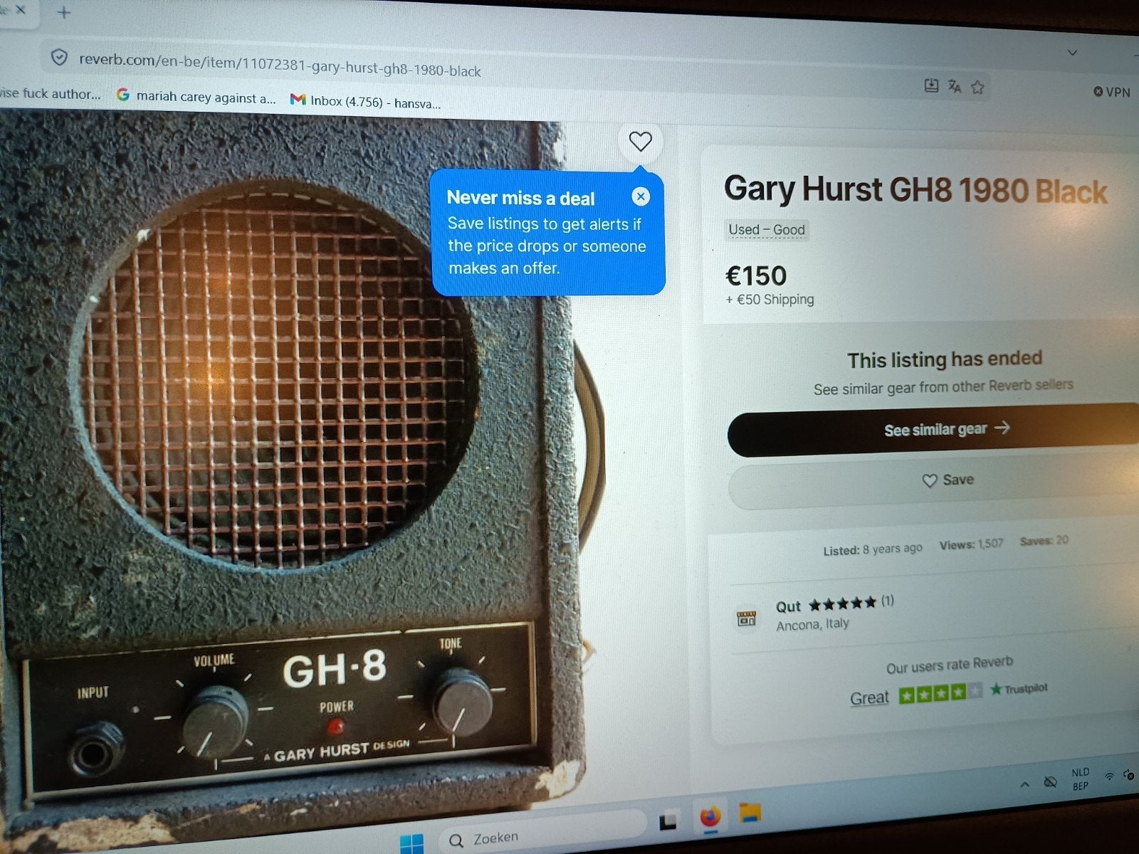 gitaarversterkertje Gary Hurst GH8, Musique & Instruments, Amplis | Basse & Guitare, Enlèvement