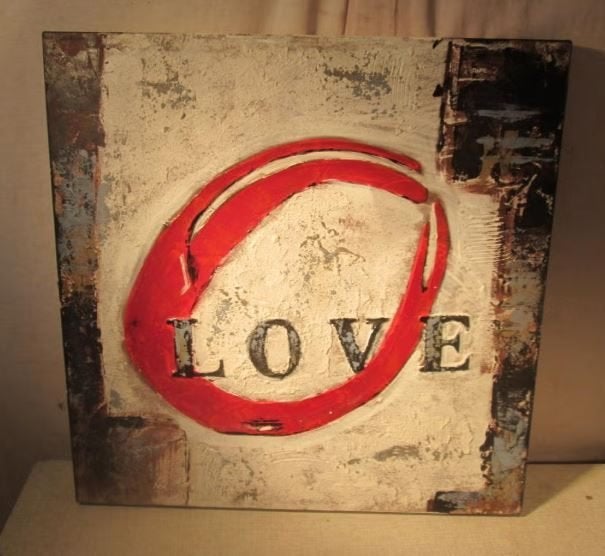 Mooi Abstract Geschilderd Werk 'Love' - 61x61, Ophalen of Verzenden