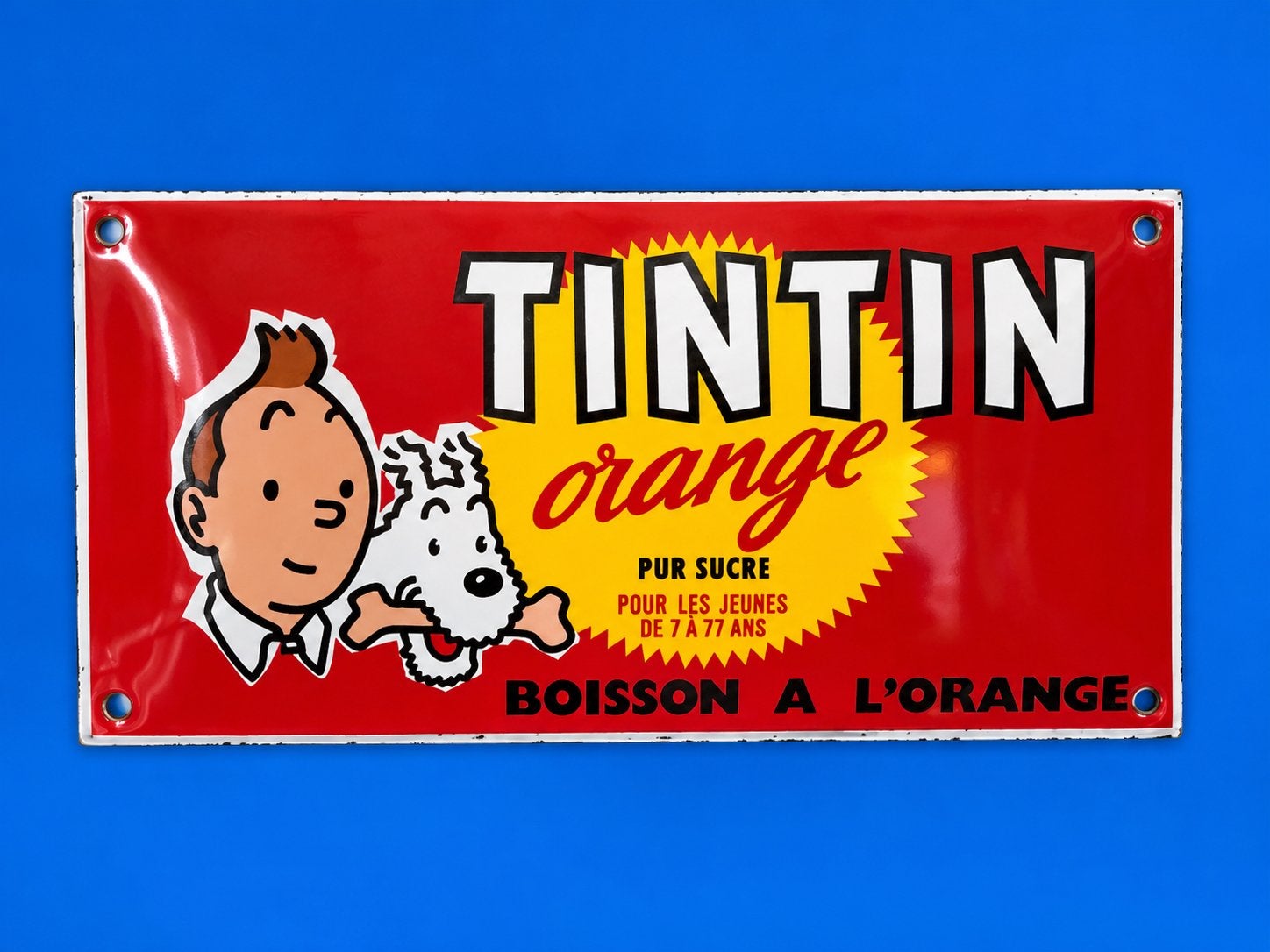 Plaque émaillée tintin, Antiquités & Art, Enlèvement ou Envoi