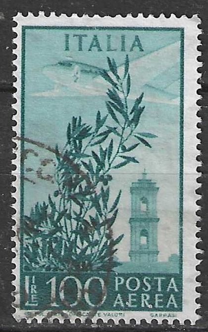 Italie 1948 - Yvert 131PA - Vliegtuig boven Toren (ST), Verzenden, Gestempeld