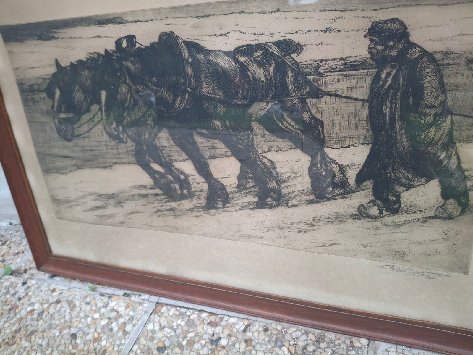 Édition limitée Constant De Busschere 43/100 (Chevaux), Enlèvement ou Envoi, Classique, Paysage, Papier