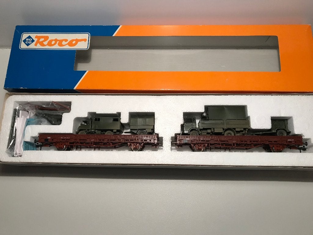 UNIMOG + MAGIRUS + GENERATEUR MILITAIRES SUR WAGON - ROCO, Neuf, Wagon, Roco, Courant continu