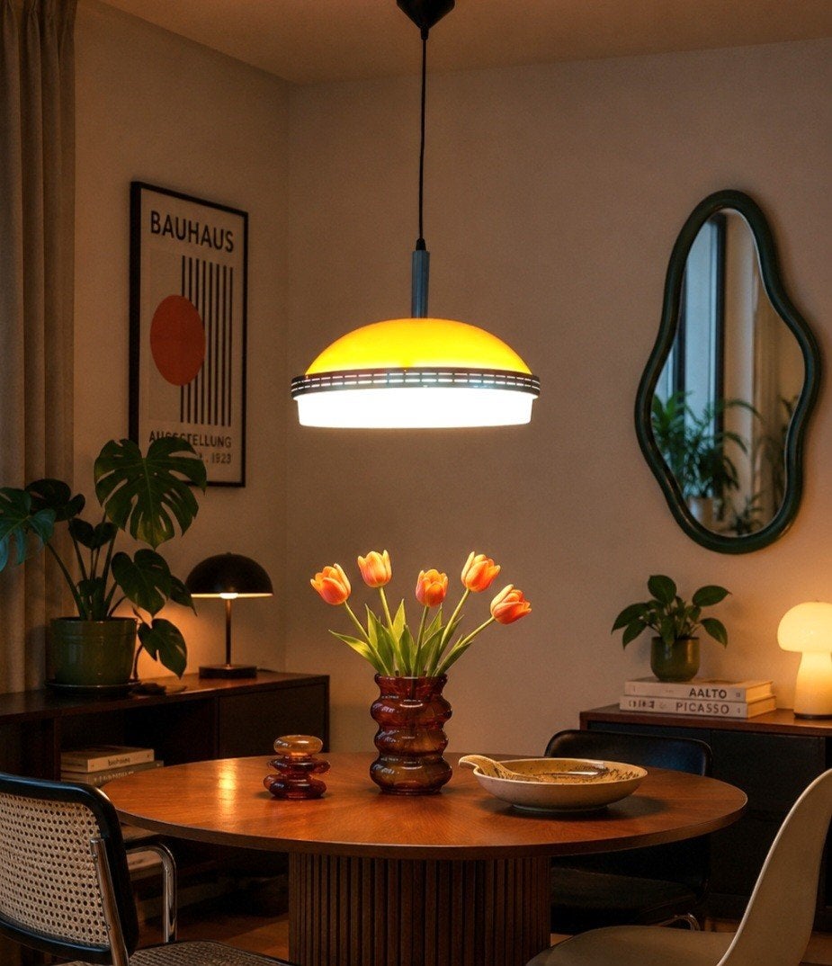 Lampe suspendue Vintage Spage Age Ufo avec nouvelle lampe fl, Enlèvement