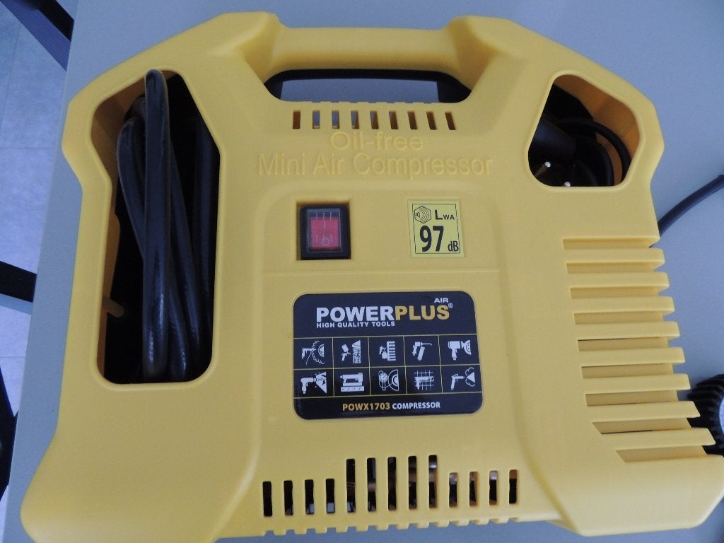 Pow Tools pow1703 compressor met toebehoren, Ophalen, Mobiel, 10 bar of meer, Nieuw