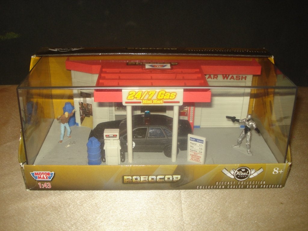 MOTOR MAX Diorama Ford Taurus 1986 Robocop Mini Gas Station, Enlèvement ou Envoi, Neuf, Voiture, Autres marques
