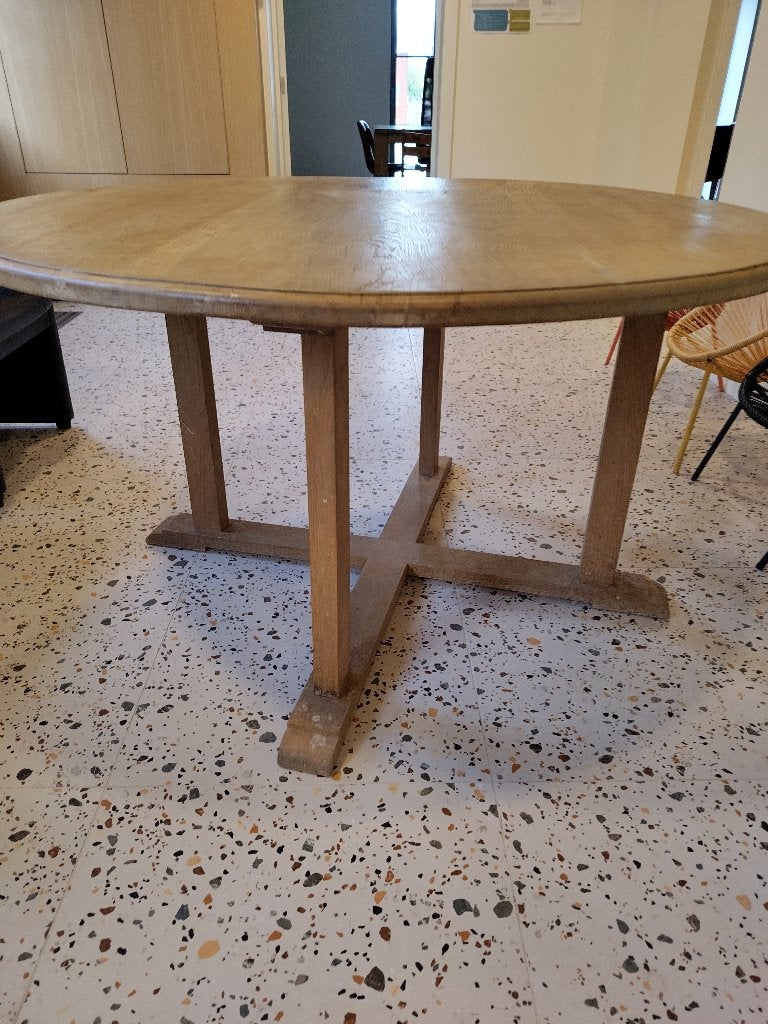 Ronde tafel massief eik 1m40 diameter, Antiek en Kunst, Ophalen