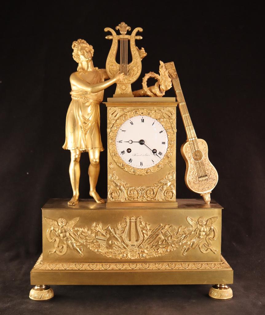 Horloge de cheminée française ancienne en métal doré, Enlèvement ou Envoi