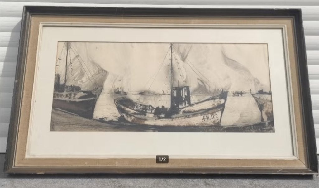 aquarelle chalutier, Enlèvement ou Envoi, Aquarelle