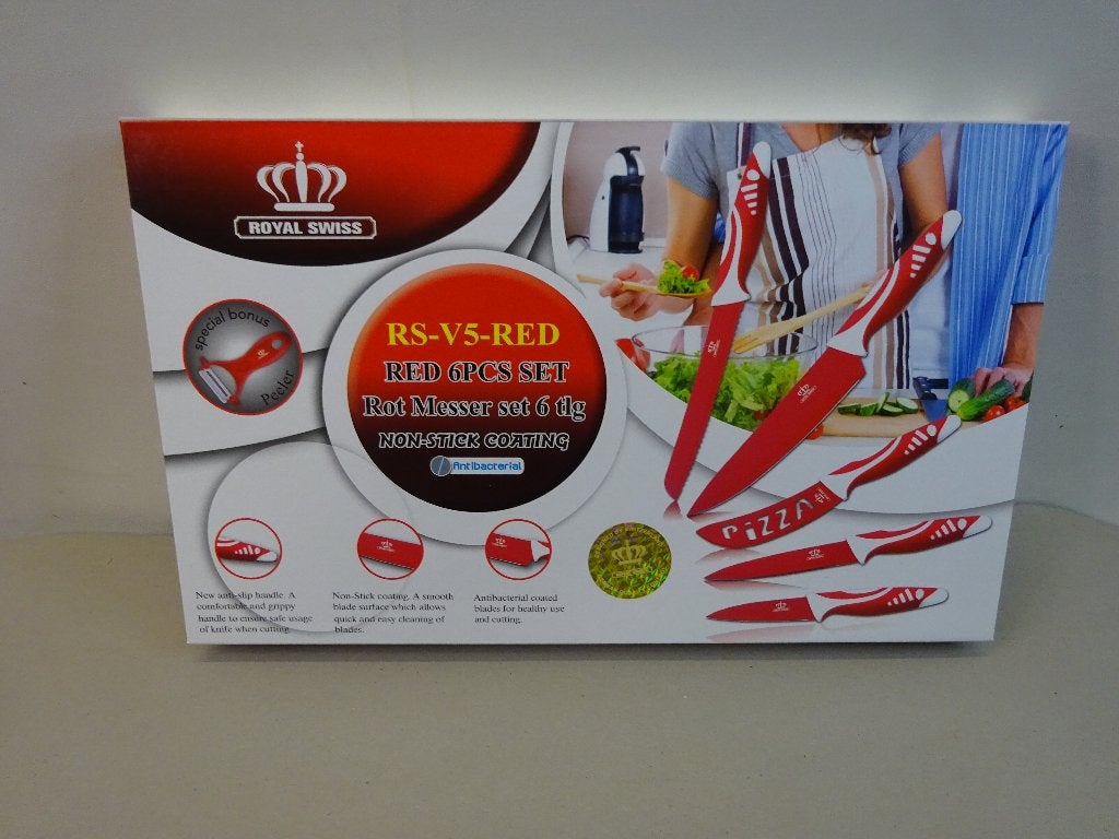 Royal Swiss RS-V-5-RED 6-delige rood-witte messenset,nieuw., Ophalen of Verzenden, Nieuw