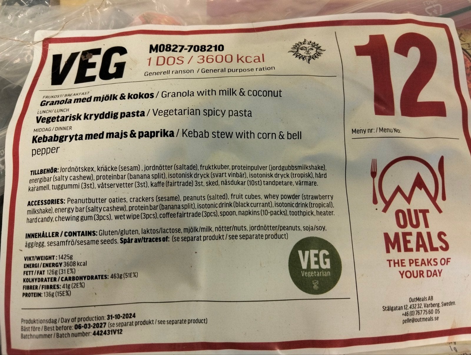 ration trekking 24h, Enlèvement ou Envoi
